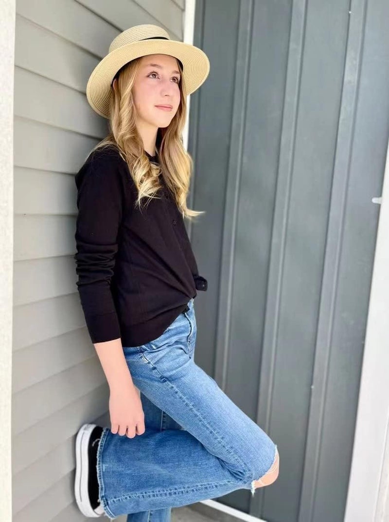 Lanzom Sun Hats for Women Wide Brim Straw Boater Hat Foldable Packable Beach Hat for Summer Fit Size 6 8/7-7 1/4 - Image 5